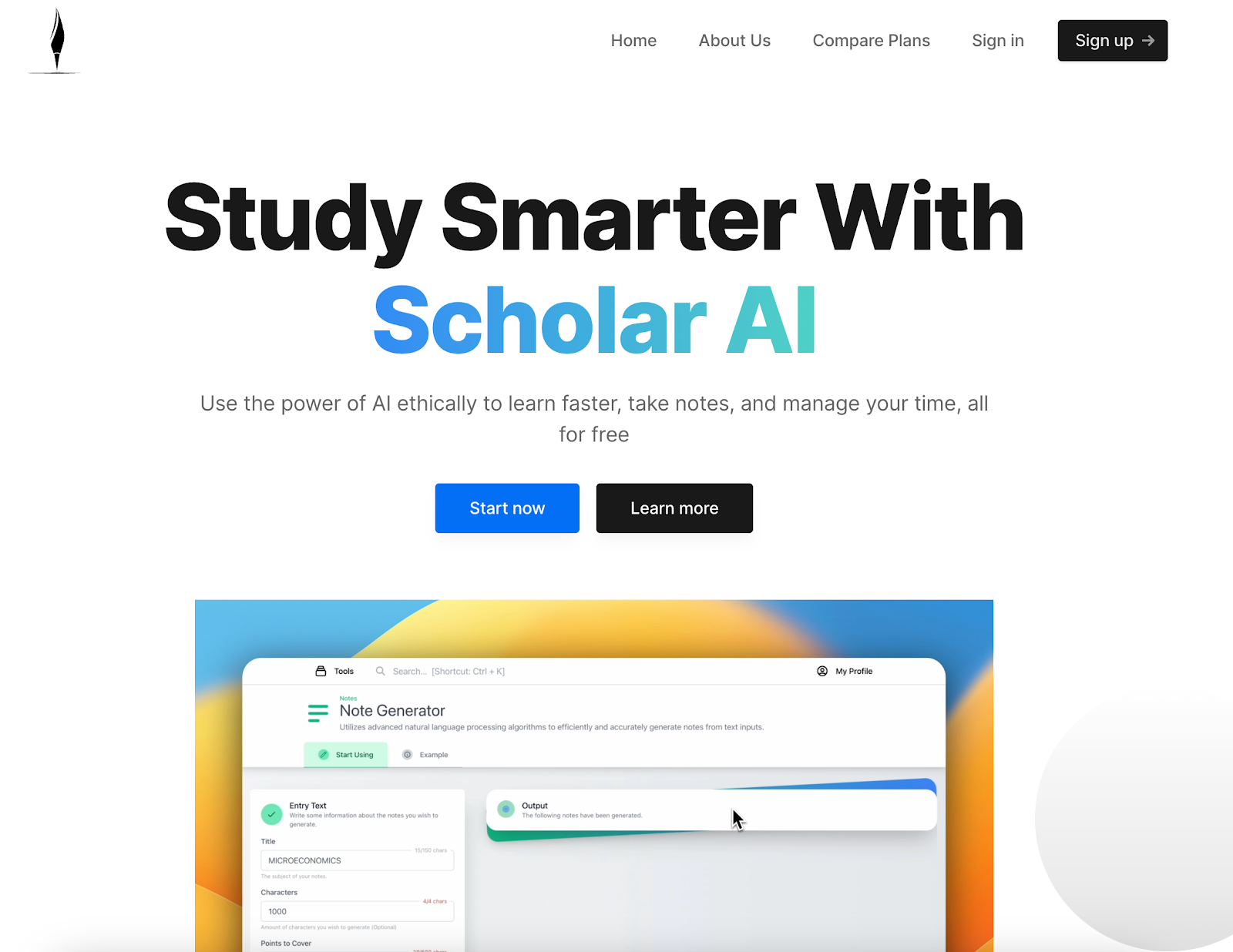 ScholarAI Home Page